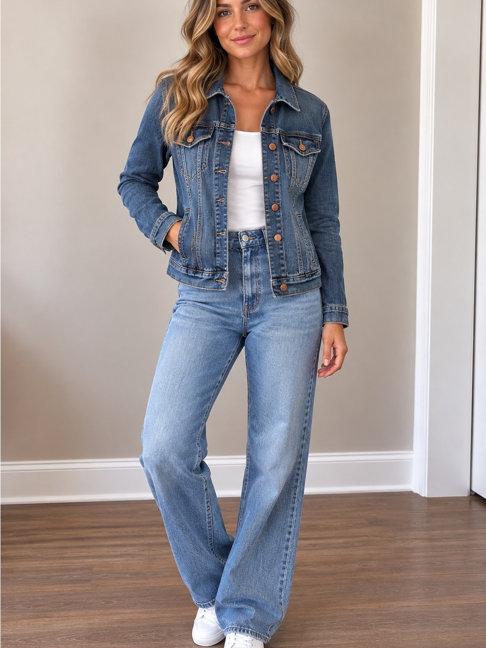 Garage Blue Denim Jean Jacket with Button Front